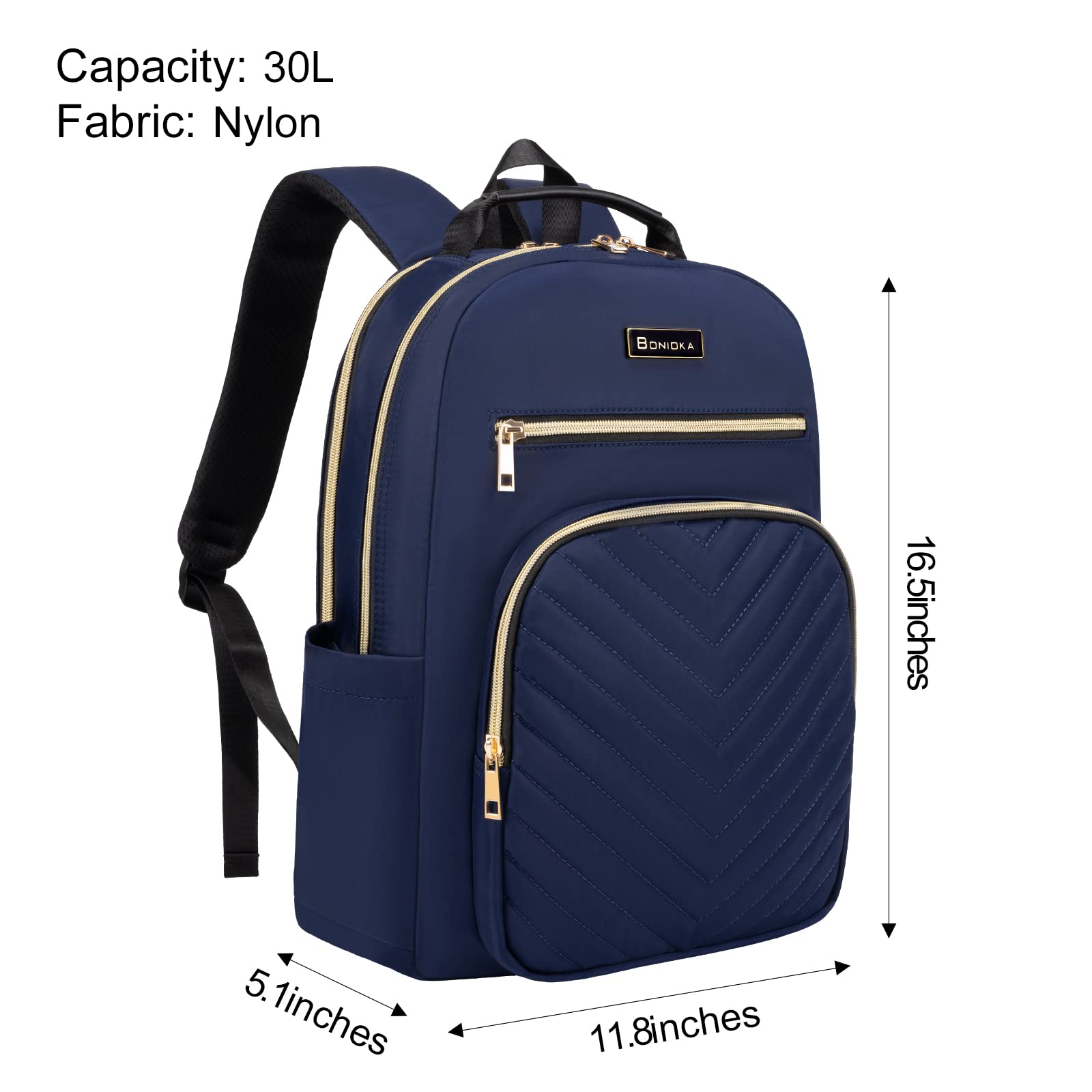 Bonioka Laptop Backpack for Women, Laptop Bag Travel Backpacks for Work Travel 15.6 Inch with USB Charing Port Luggage Strap Blue