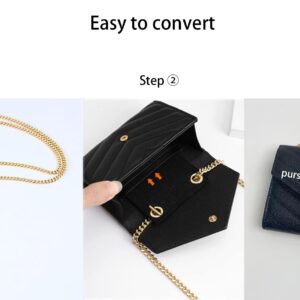 YESIKIMI Conversion Kit Compatible With YSL small card holder Felt Insert + 47" Gold Chain (beige)