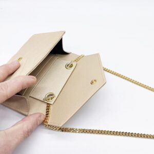 YESIKIMI Conversion Kit Compatible With YSL small card holder Felt Insert + 47" Gold Chain (beige)