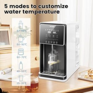 Vortopt Countertop Reverse Osmosis System - 5 Stage RO Water Filter System - Instant Hot Water Purifier - Tap Water Filtration, 7:1 Pure to Drain, No Installation Required, BPA Free, UR02