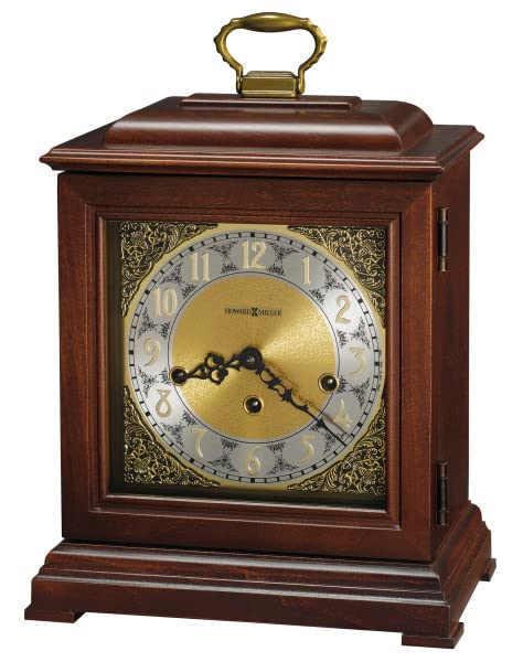 Howard Miller Boise City Mantel Clock 547-638 – Windsor Cherry Finish, Brass Finished Dial, Vintage Home Decor, Key-Wound, Triple-Chime Movement