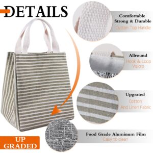 Daixers Lunch Bag Insulated Lunch Box for Women Men,Reusable Adult Lunch Tote Bags for Work or Travel (Striped Grey)