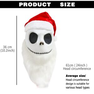 Santa Jack Skellington Mask Costume The Skeleton White Beard Red Hat Nightmare Party Before Christmas Cosplay Prop