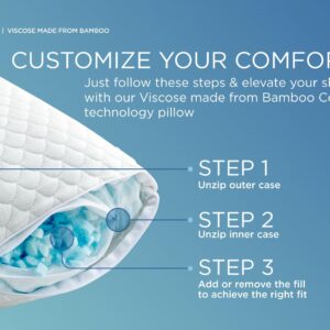 Nappler Cooling Pillow for hot Sleepers - Bed Pillows Queen Size Premium Set of 2 - Adjustable Shredded Memory Foam - Medium to Firm Pillows for Back, Stomach & Side Sleepers -Washable Cover