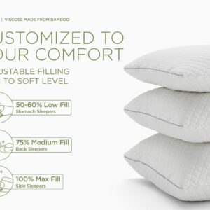 Nappler Cooling Pillow for hot Sleepers - Bed Pillows Queen Size Premium Set of 2 - Adjustable Shredded Memory Foam - Medium to Firm Pillows for Back, Stomach & Side Sleepers -Washable Cover