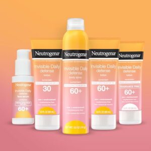 Neutrogena Invisible Daily Defense Fragrance-Free Sunscreen Lotion, Broad Spectrum SPF 60+, Oxybenzone-Free & Water-Resistant, Sun & Environmental Aggressor Protection, 3.0 fl. oz