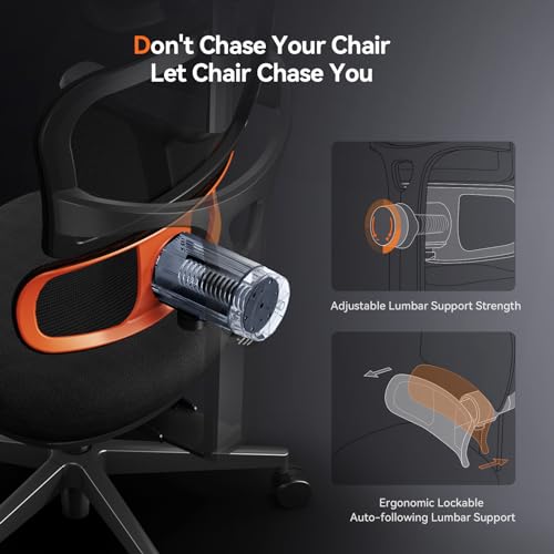 Newtral Ergonomic Desk Chair with Fully Adaptive Lumbar Support - Home and Ofiice Chair for Back Pain with 4D Armrest, Adjustable Headrest, Mesh Back, Tilt Lock, Computer Task Chair