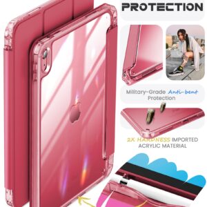 INFILAND Compatible with iPad 10th Generation Case 2022, iPad Case 10th Generation 10.9 Inch, Full Crystal Clear with Slot for Pencil & Charging Adapter, Rose Pink