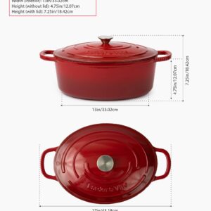 Larder & Vine Enameled Cast Iron Dutch Oven with Lid - Oversized Handles, Dome Lid, Dutch Oven for Sourdough Bread Making, 8QT/7.5L - (Cabernet)