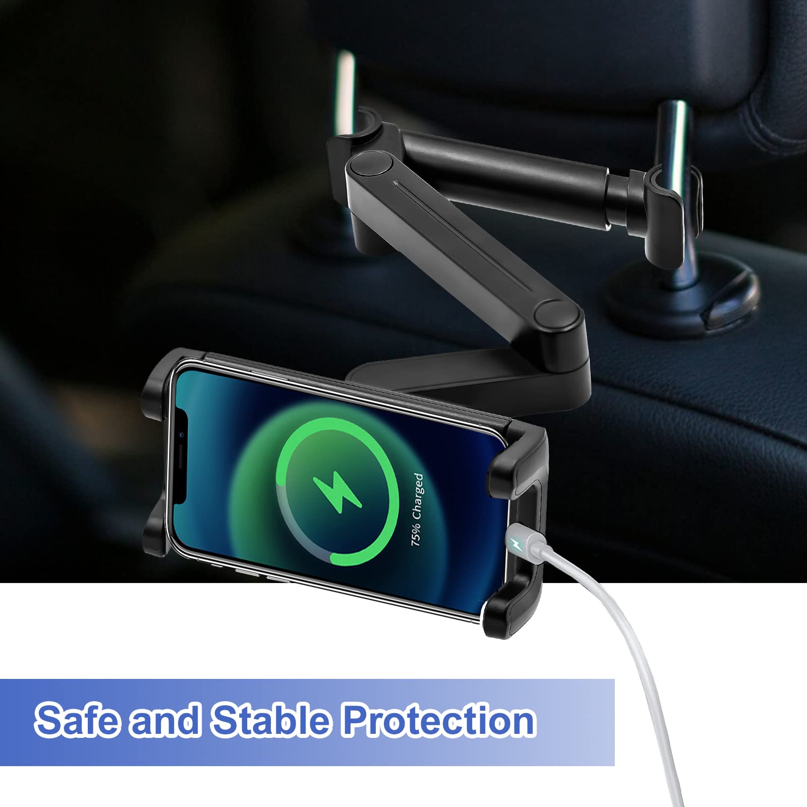 Kolasels Car Headrest Tablet Mount Holder Stretchable Car Backseat Tablets Stand for Kids Compatible with iPad Pro 12.9 10.5 9.7 Air Mini, Galaxy Tab, Kindle Fire HD, etc. 4-13 in Tablets and Phones