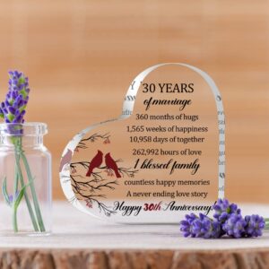 Ywkuiev Happy Anniversary Wedding Hearts Acrylic Keepsake Decor for Wife Husband Girlfriend Boyfriend Couple Parent Women Men Marriage Anniversary Birthday Christmas Keepsake Gift (30th)