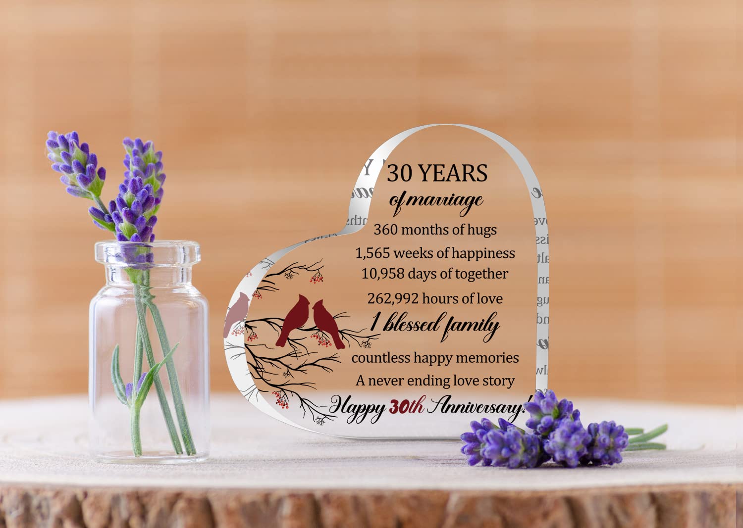 Ywkuiev Happy Anniversary Wedding Hearts Acrylic Keepsake Decor for Wife Husband Girlfriend Boyfriend Couple Parent Women Men Marriage Anniversary Birthday Christmas Keepsake Gift (30th)