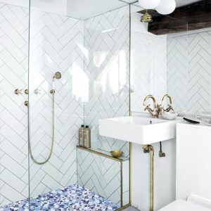 Parrotile Blue Shower Floor Pebbles Tile Bathroom Mosaic Backsplash Wall Tiles (5 sheets)