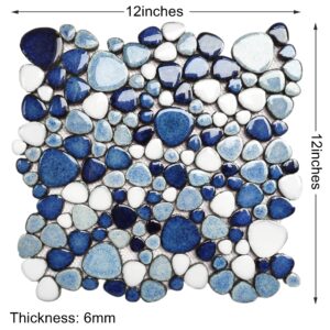 Parrotile Blue Shower Floor Pebbles Tile Bathroom Mosaic Backsplash Wall Tiles (5 sheets)