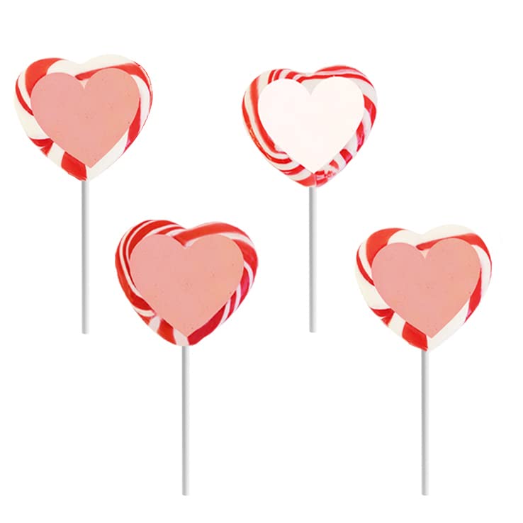 Fruidles Valentine's Day Red and White Swirl Heart Lollipop Candy Sucker Assorted, Individually Wrapped (24-Pack)