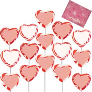 Fruidles Valentine's Day Red and White Swirl Heart Lollipop Candy Sucker Assorted, Individually Wrapped (24-Pack)