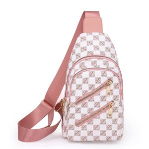 Anfei Sling Backpack Sling Bag for Women, Chest Bag Daypack Crossbody Sling Backpack (B-Pink)