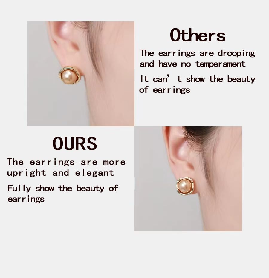 Earring Backs,18K Gold Silicone Earring Backs for Studs/Droopy Ears,Locking Secure Earring Backs for Heavy Earring,No-Irritate Hypoallergenice Soft Clear Earring Backs for Adults&Kids