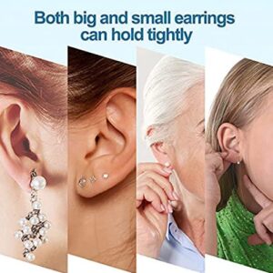 Earring Backs,18K Gold Silicone Earring Backs for Studs/Droopy Ears,Locking Secure Earring Backs for Heavy Earring,No-Irritate Hypoallergenice Soft Clear Earring Backs for Adults&Kids