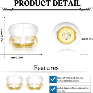 Earring Backs,18K Gold Silicone Earring Backs for Studs/Droopy Ears,Locking Secure Earring Backs for Heavy Earring,No-Irritate Hypoallergenice Soft Clear Earring Backs for Adults&Kids