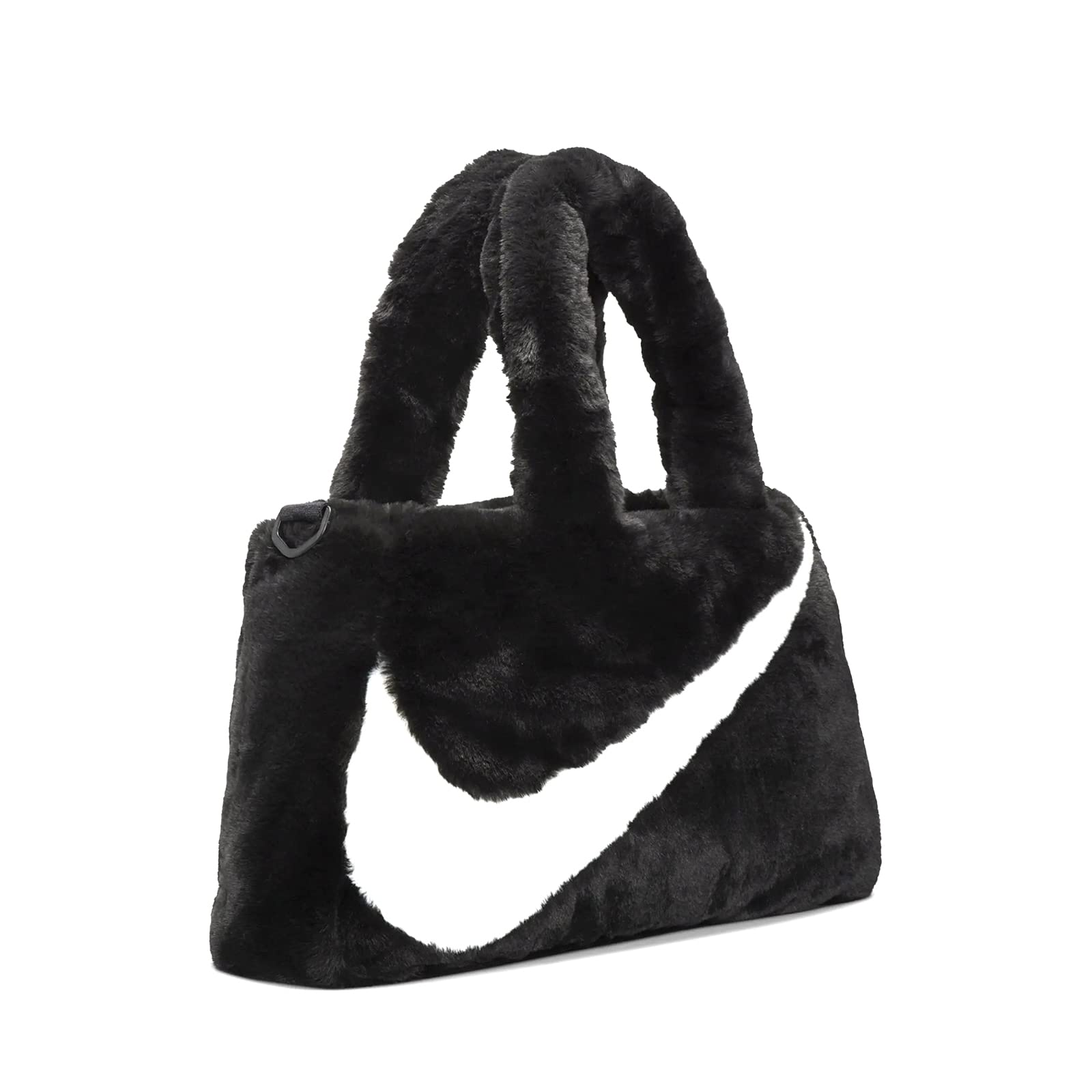 Nike Sportswear Faux Fur Tote Bag Purse (10L) (Black/Sail)