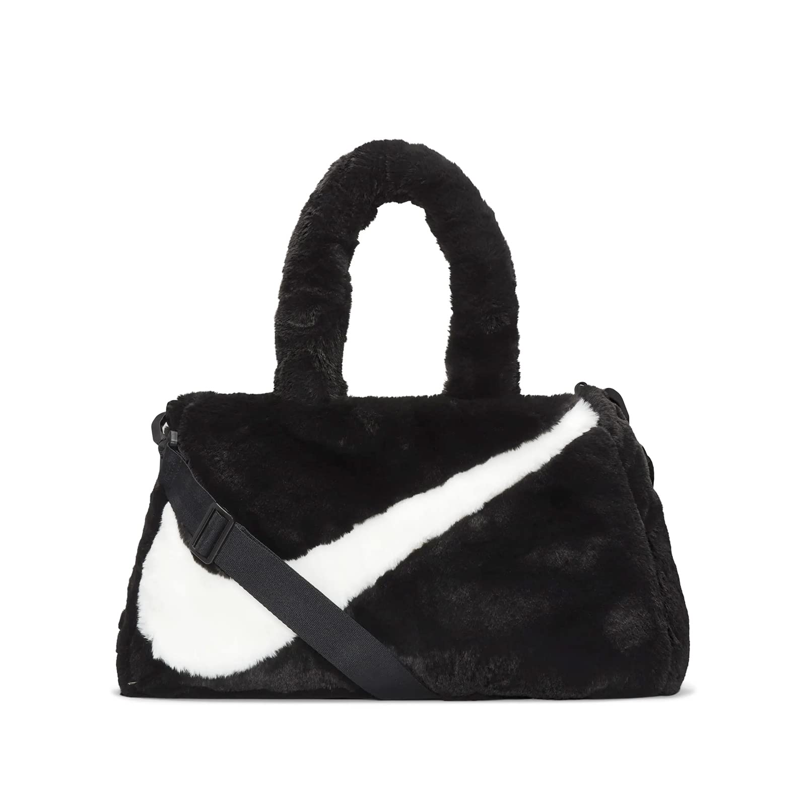 Nike Sportswear Faux Fur Tote Bag Purse (10L) (Black/Sail)