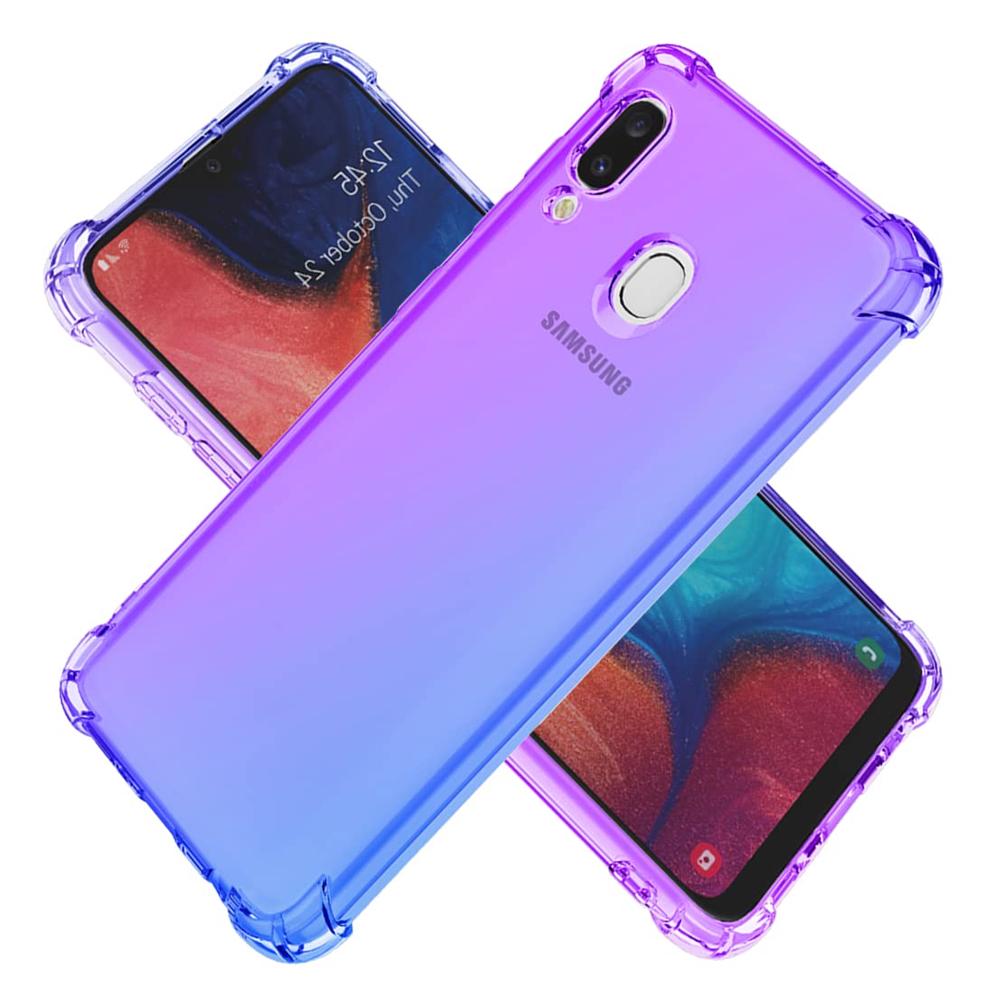 KOARWVC Case for Galaxy A40 Case,Samsung A40 SM-A405F Case, Crystal Clear Case Gradient Slim Anti Scratch TPU Shockproof Protective Phone Cases Cover for Samsung Galaxy A40 (Purple/Blue)