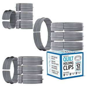 impresa [variety 12 pack] 2,3,4 inch diameter quilting rings - quilt clip for quilting creations - quilt clip for machine quilting - versatile clamps for quilting free motion- 1" tall clamp for quilt