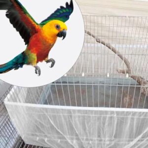 lustrioustoy Bird Cage Seed Catcher,Seed Catcher Guard Net Cover,Parrot Nylon Mesh Net Cover,Soft Airy Cage Net Stretchy Skirt for Round Square Cages (White, 90 x 15.7 Inch)