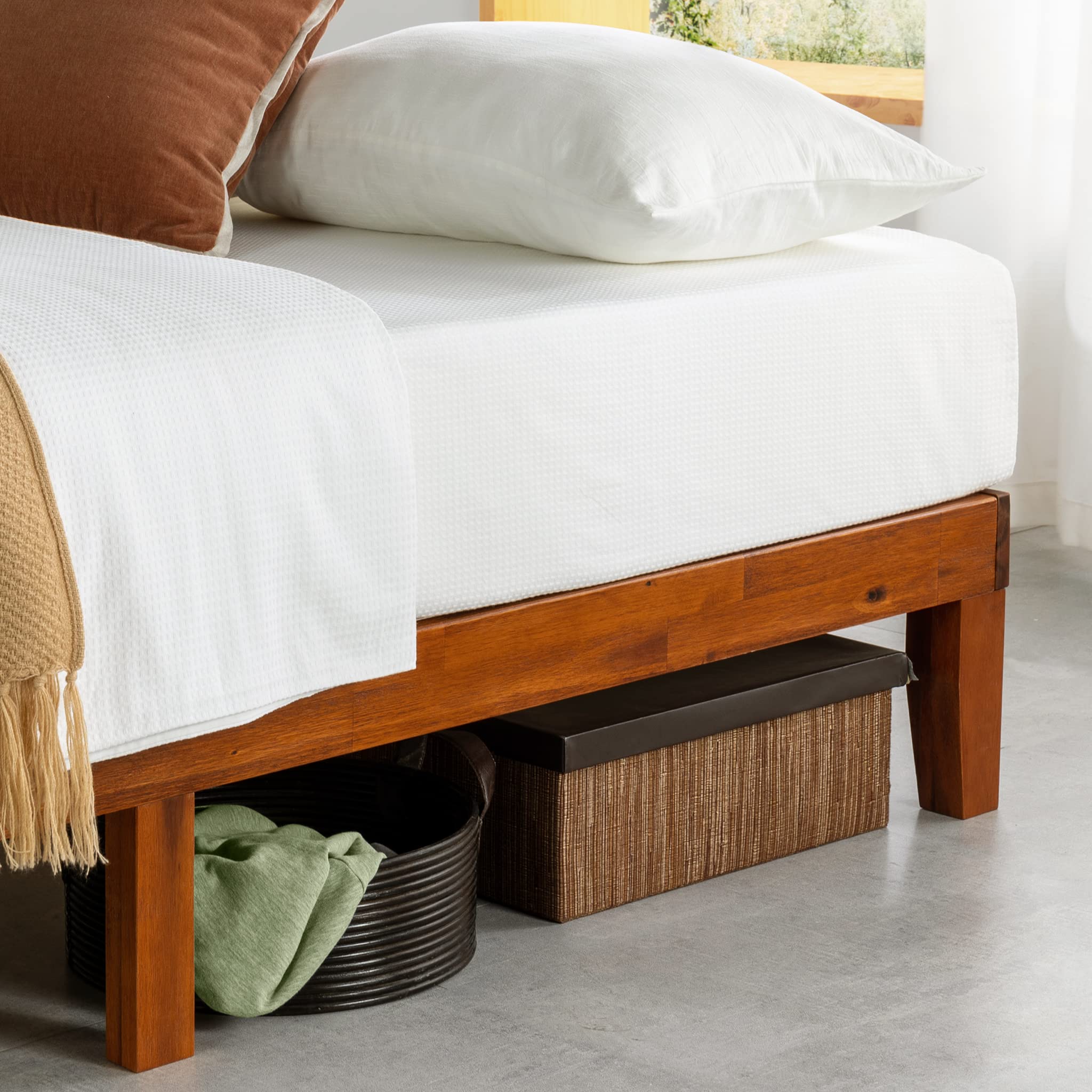 Mellow Naturalista Classic 12 Inch Solid Wood Bed, Cherry Platform, Cal King