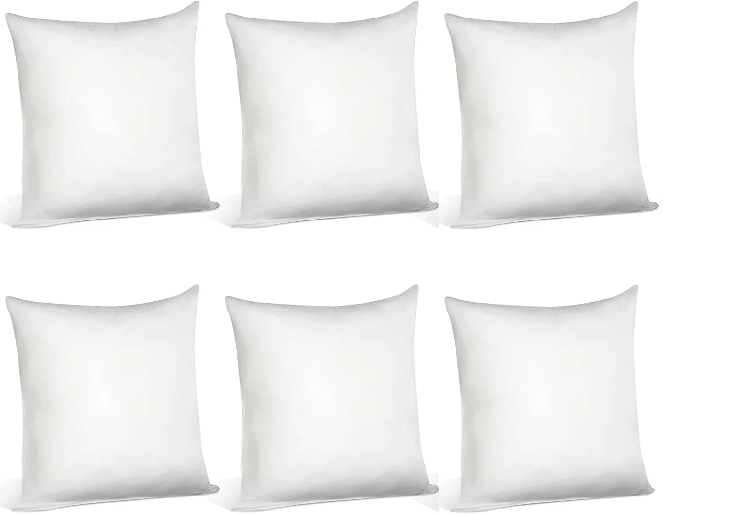 OTOSTAR Throw Pillows Inserts 20x20 Inches, Set of 6 Square Form Cushion Stuffer for Couch, Sofa, Bed - Indoor Decorative Pillows Inserts - White