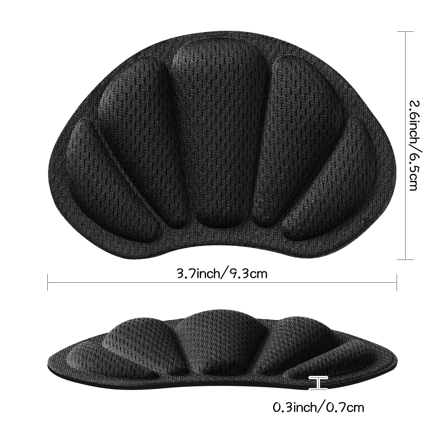 Back of Heel Cushion Pads, Adhesive Heel Grips Inserts for Boots, Loose Shoes Too Big, Reusable Heel Guards Liners for Women Men, Improve Shoe Fit,4PCS-Black+4PCS-Black