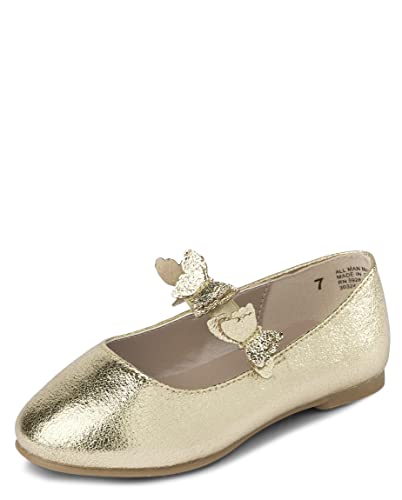 The Children's Place Baby-Girls and Toddler Closed Toe Ballet Flats, Metallic Gold, 7