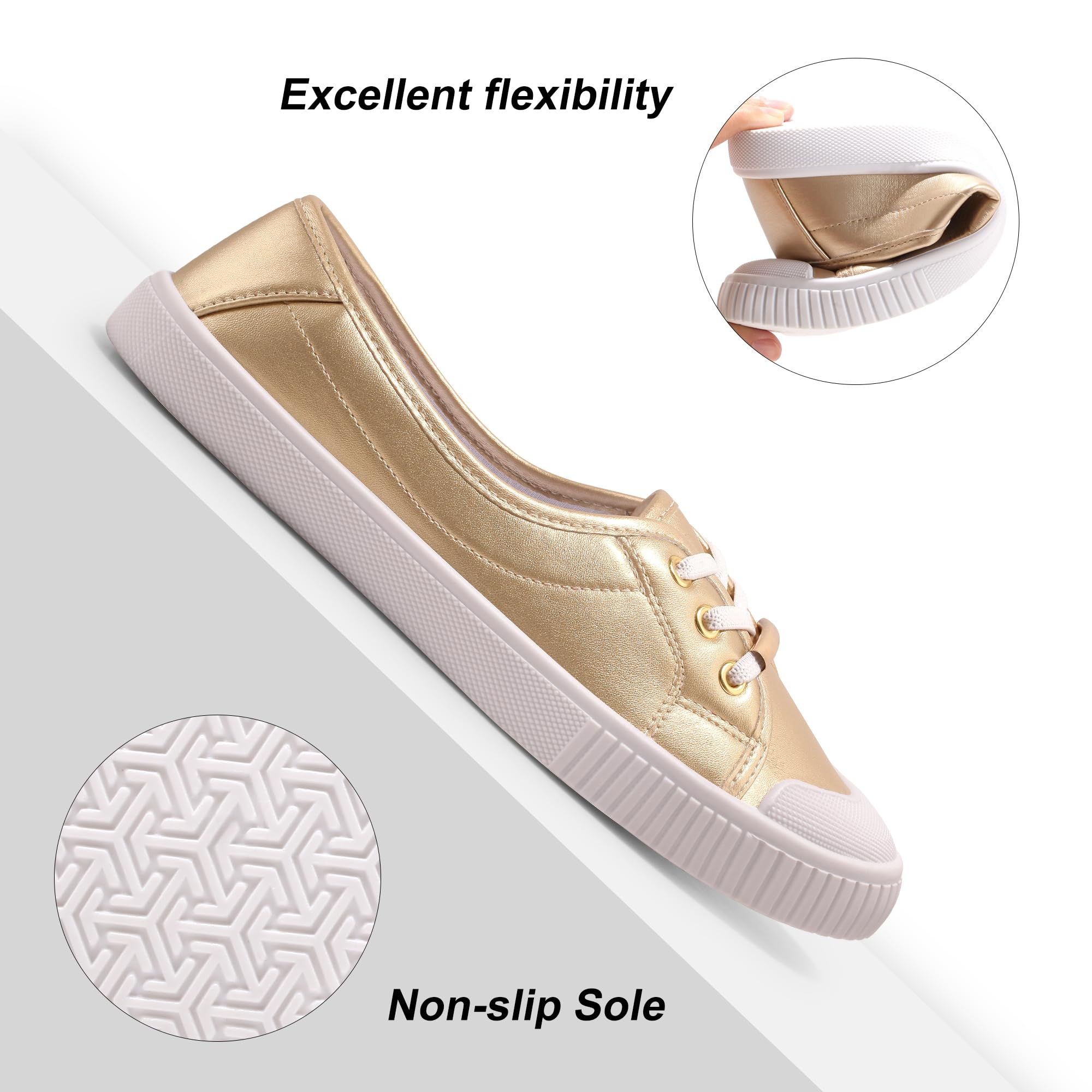 Harvest Land Womens Canvas Low Top Sneakers Slip on Shoes for Women Fashion Walking Sneakers Gold8