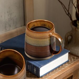 Farmhouse Bright Matte Speckle Glaze Mug Coffee Mugs Unique Color Reusable Coffee Cup with Comfortable Handle, Best Gifts for Men & Women, Gamers, Fathers, Coffee Enthusiasts, Chocolate Tone