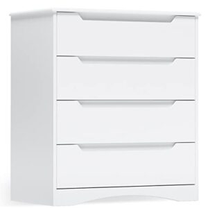 Gizoon 4 Drawer Dresser, White Chest of Drawers with Large Storage Capacity, Bedroom Dressers and Organizer with Embedded Handles and Sturdy Anti-tripping Device for Office, Living Room, Hallway