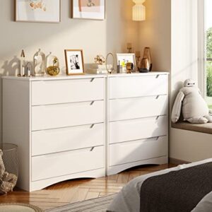 Gizoon 4 Drawer Dresser, White Chest of Drawers with Large Storage Capacity, Bedroom Dressers and Organizer with Embedded Handles and Sturdy Anti-tripping Device for Office, Living Room, Hallway