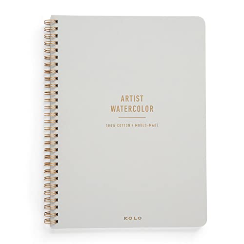 Kolo 7x10 Professional Watercolor Book, 100% Cotton, Spiral Bound, 140lb/300gsm, Cold Press