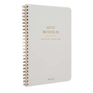 Kolo 7x10 Professional Watercolor Book, 100% Cotton, Spiral Bound, 140lb/300gsm, Cold Press