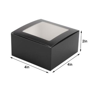 Frantis Black Gift Boxes 24 Pack 4x4x2 Inches With Window Soap for Party Gift Boxes, Its Apply to Displaying Gift Packaging, Soap Boxes Easy to Assemble With Elegant Ribbons