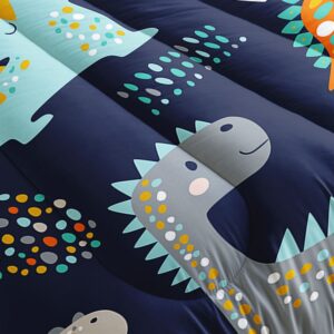 Datura home Bedding Comforter Set Kawaii Cartoon Dinosaur Printed Pattern Bedding Set with 1 Comforter and 2 Pillowcases for Boys Bedroom All Season(Cute Dinosaur Twin), Twin 68x86inches