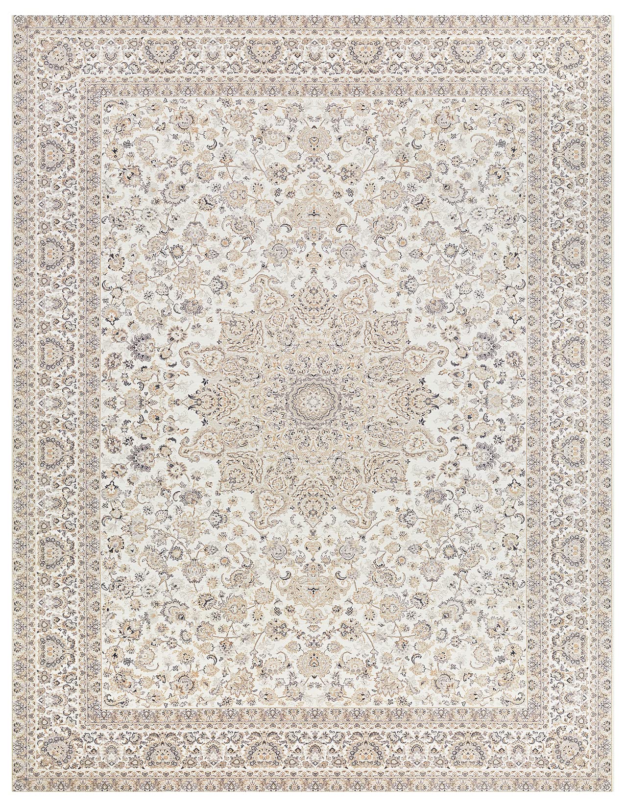 Area Rug Living Room Rugs: 5x7 Large Machine Washable Non Slip Thin Carpet Soft Indoor Luxury Floral Stain Resistant Carpets for Under Dining Table Farmhouse Bedroom Nursery Home Office Beige