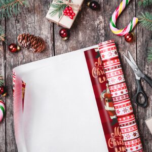 Differ More Custom Name Christmas Wrapping Paper,Personalized Wrapping Paper with Text Santa Claus Design, Christmas Gift Wrap for Adults Kids Boys Girls,Red Christmas Wrapping Paper Roll (58"x 23")