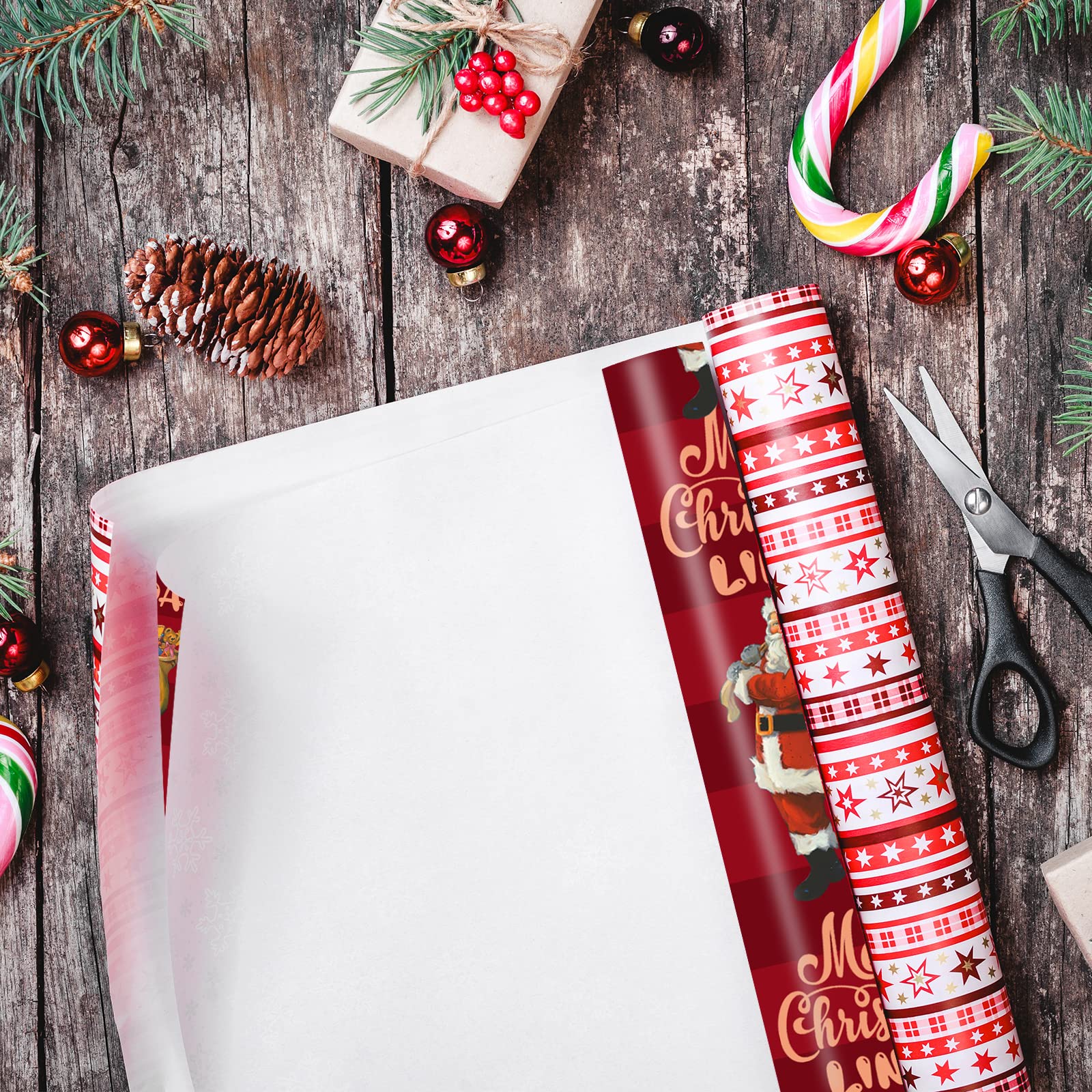 Differ More Custom Name Christmas Wrapping Paper,Personalized Wrapping Paper with Text Santa Claus Design, Christmas Gift Wrap for Adults Kids Boys Girls,Red Christmas Wrapping Paper Roll (58"x 23")