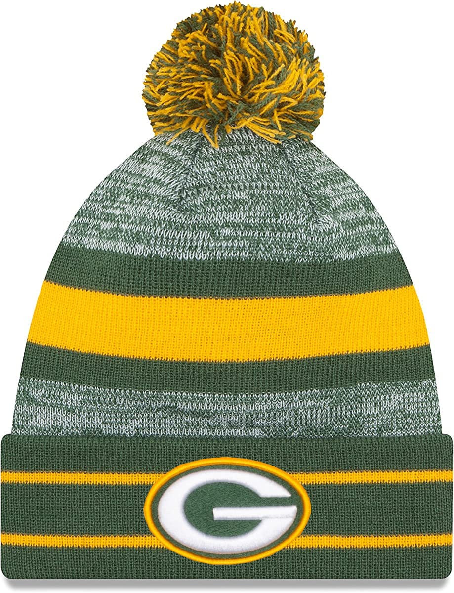 New Era Unisex-Adult NFL Official Sport Knit Classic Cuffed Knit Pom Beanie Hat (Green Bay Packers)