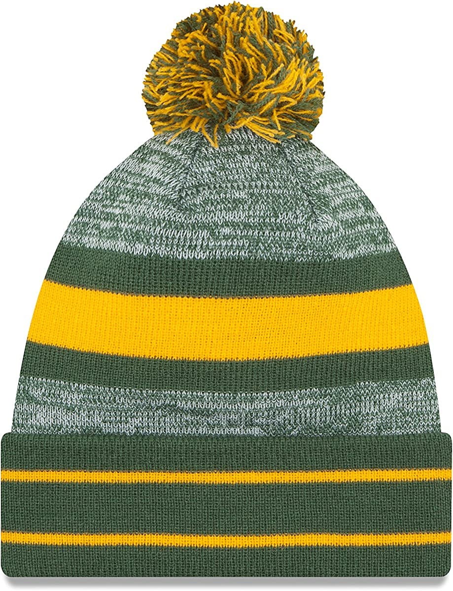 New Era Unisex-Adult NFL Official Sport Knit Classic Cuffed Knit Pom Beanie Hat (Green Bay Packers)