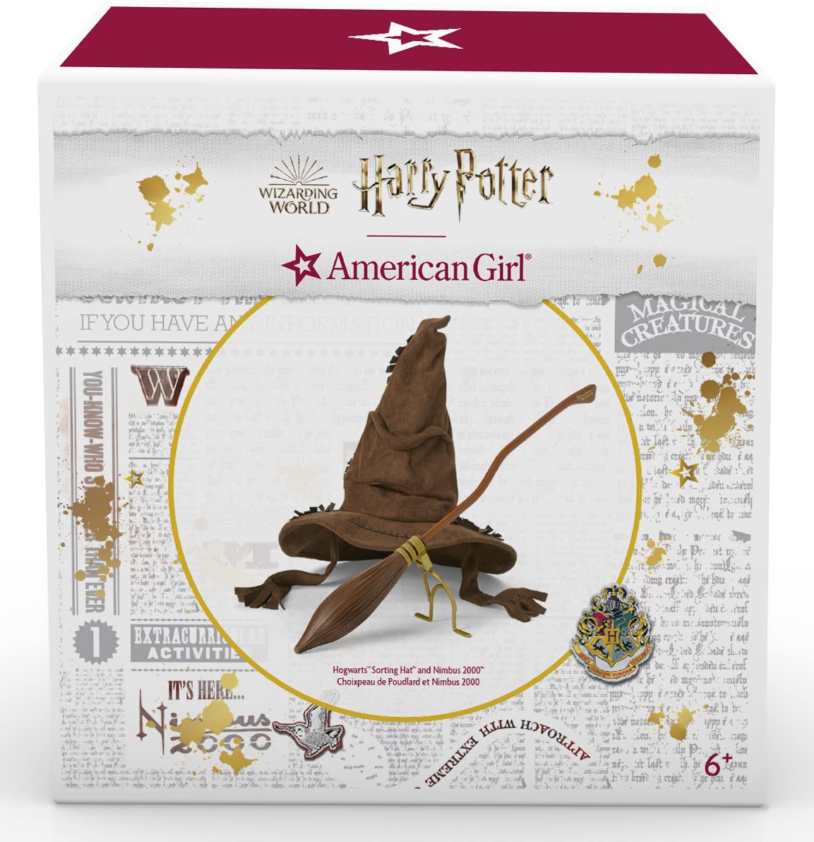 American Girl Harry Potter 18-inch Doll Accessories Hogwarts Sorting Hat plus Nimbus 2000 Broomstick, For Ages 6+