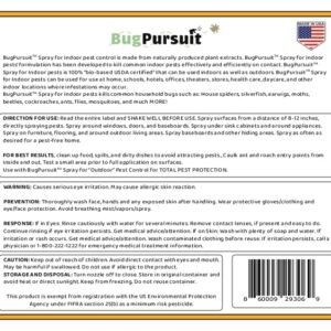 BugPursuit - 24oz Indoor Pest Control for Ant, Fly, Flea,Tick, Roach, Spider, Moth, Carpet Beetle and More, Plant Based Insect Killer for Home & Kitchen Use, Natural Solution, Pets & Family Safe