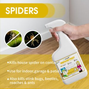 BugPursuit - 24oz Indoor Pest Control for Ant, Fly, Flea,Tick, Roach, Spider, Moth, Carpet Beetle and More, Plant Based Insect Killer for Home & Kitchen Use, Natural Solution, Pets & Family Safe