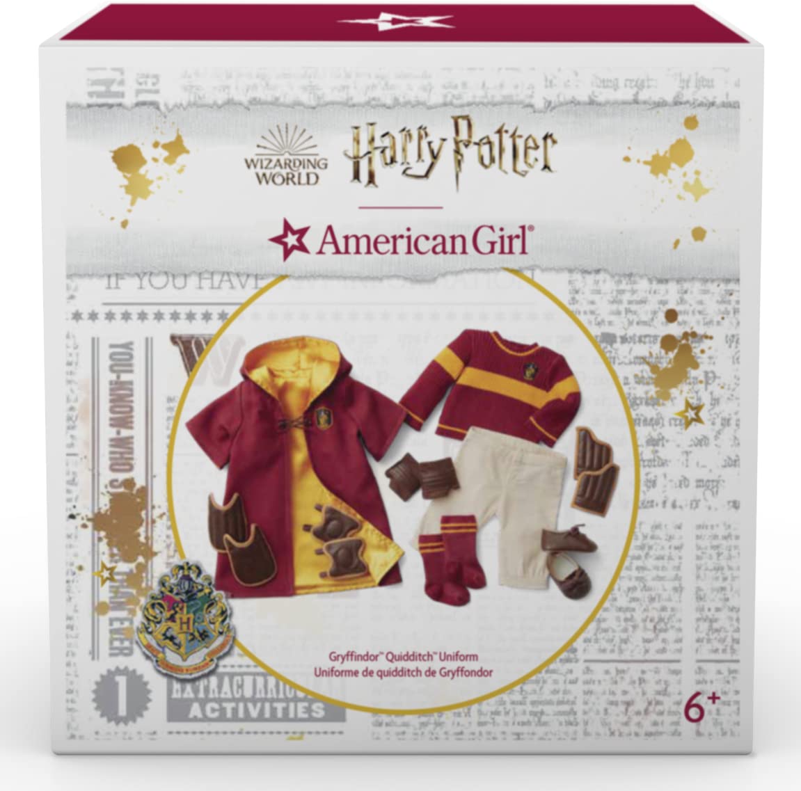 American Girl Harry Potter 18-inch Doll Gryffindor Quidditch Uniform Outfit with Robe Featuring House Crest, For Ages 6+